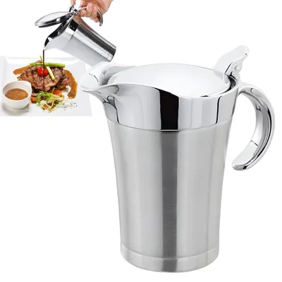 Produktbild von Doppelt isolierter Saucenkrug mit Klappdeckel, Ideale Edelstahl-Sauciere 750 ml