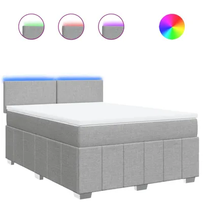 Produktbild von Boxspringbett mit Matratze Hellgrau 160x200 cm Stoff
