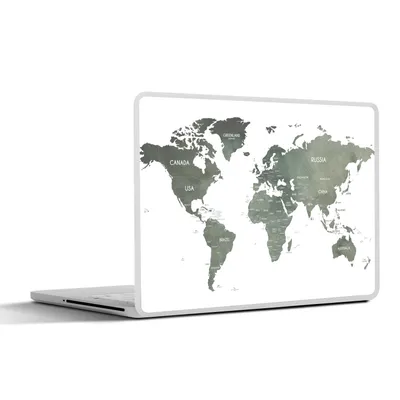 Produktbild von MuchoWow® Laptop Aufkleber Sticker Cover Weltkarte - Aquarell - Grau 40x30 cm - Laptop Dekoration - Selbstklebend