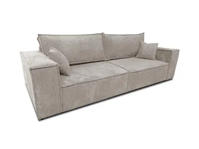 Produktbild von 3-Sitz Sofa Loft Couch POSSO 110 Cord Grau hellgrau 255x105x70 cm, Couchgarnitur / Wohnzimmersofa mit Schlaffunktion & Bettkästen, Sofabett