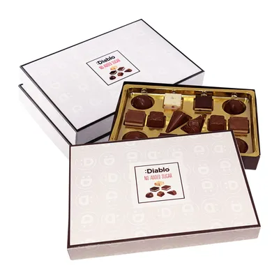 Produktbild von Diablo Schokoladen-Geschenkbox ohne Zuckerzusatz 142 g, Konfekt-Auswahl, 3er Pack