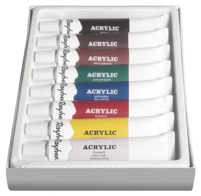 Acrylfarbe-Set, 8 Farben à 12 ml, für Keilrahmen, Holz, Stein