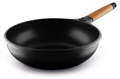 Wok 28 cm, Induktion, abnehmbarer Holzgriff, antihaftbeschichtet