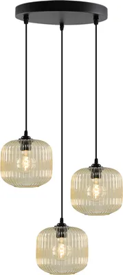 Produktbild von Olucia - CHARLOIS - Pendelleuchte - Bernstein/Schwarz - 3 Lampen