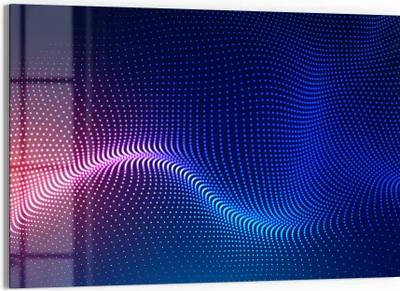 Produktbild von DEQORI Glasbild Echtglas 90x60 cm 'Digitale Lichtwellen' Wandbild Bild modern Deko