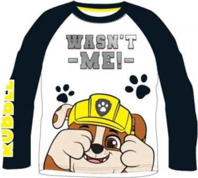 Produktbild von Paw Patrol Langarm-T-Shirt für Jungen | Stylisches Baumwollshirt in Schwarz-Weiß, 116