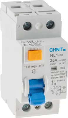 Produktbild von ChiliTec 23851 FI Fehlerstrom-Schutzschalter 30mA 25A, 2-polig für DIN Trägerschiene