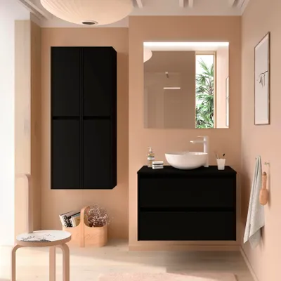 Immagine prodotto di Salgar mobili da bagno NOJA 1000 2 cassetti SATIN NERO + piano lavabo