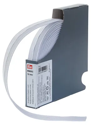 Gewebtes Knopflochgummiband, weiß, 18 mm × 10 m