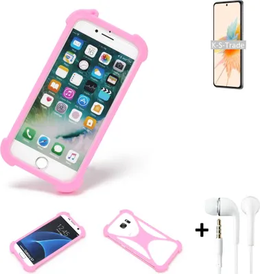 Produktbild von K-S-Trade Bumper + Kopfhörer kompatibel mit ZTE S30 Handy Hülle Schutzhülle Silikon Schutz Hülle Cover Case Silikoncase Silikonbumper TPU Softcase