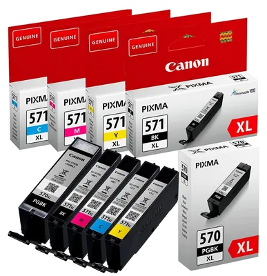 Image de Cartouches d'encre originales Canon PGI-570XL et CLI-571XL (pack multipack noir/cyan/magenta/jaune) - Compatibles avec les modèles PIXMA MG5700, MG5750, MG5751, MG5752, MG6800, MG6850, MG6851, MG6853, MG7700, MG7750, MG7751, MG7752, MG7753