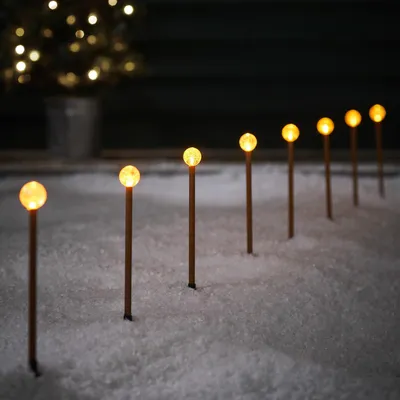 8 LED-Kugel-Stablampen mit Timer, warmweiß, für draußen