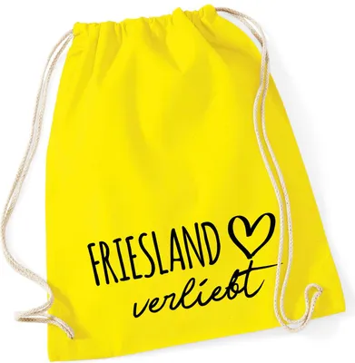 Produktbild von Huuraa Turnbeutel Friesland verliebt 12 Liter Yellow Baumwolle Rucksack Geschenkidee