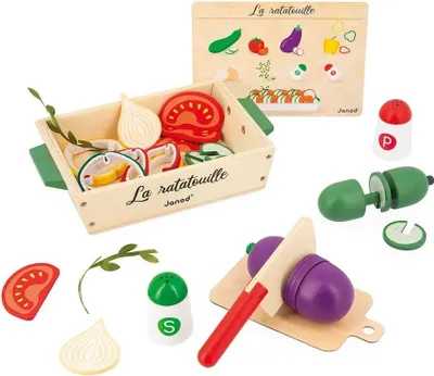 Zdjęcie produktu dla Drewniany zestaw kuchenny Janod - zestaw do zabawy Ratatuj z akcesoriami