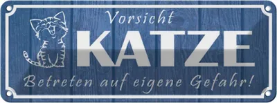 Produktbild von vianmo Blechschild 10x27 cm Vorsicht Katze eigene Gefahr Tier Haustier
