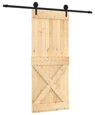 Immagine prodotto di vidaXL Porta scorrevole Naturale e Nero 85 x 210 cm Pino massiccio