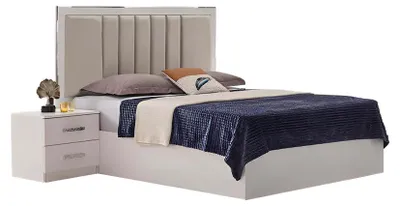 Obrázok produktu pre Schlafzimmerbett Bettrahmen Doppelbett Bett Holzbett Beige Schlafplatz