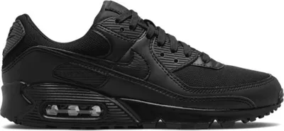 A black Nike Air Max sneaker shown from the side.