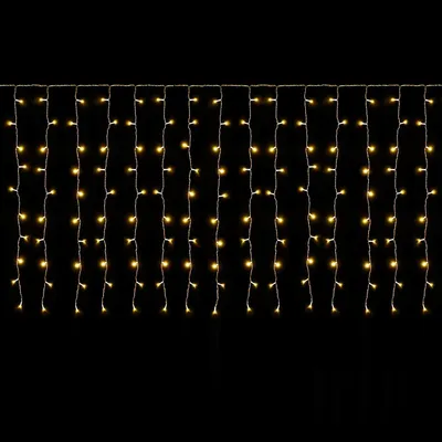 Imagen del producto de SALCAR LED, cortina de luces LED para ventanas de 3m x 1m, ideal para balcones. Guirnalda de 150 luces LED para uso interior y exterior, perfecta para Navidad. Iluminación navideña colgante con 9 modos y función de memoria, luz blanca cálida