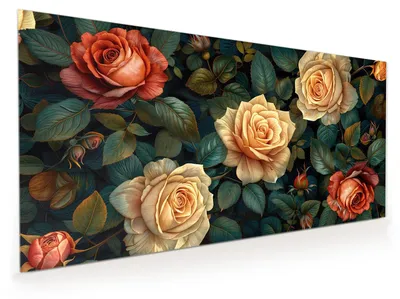 Produktbild von Küchenrückwand Spritzschutz Glas mit Motiv Rosenmuster Blumen 40 x 40 cm