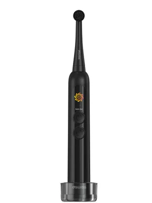 Obrázek produktu pro 4SWISS ST216 Elektrický zubní kartáček Černý – LCD displej, 12 režimů, hybridní technologie, rotační režim, časovač, 30denní výdrž baterie, IPX7, čištění zubů