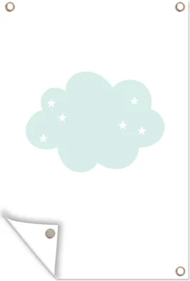 Produktbild von MuchoWow® 80x120 cm Outdoor-Poster Gartendeko Sichtschutz Garten Poster für den Garten  Wolke - Sterne - Pastell - Kinder - Baby