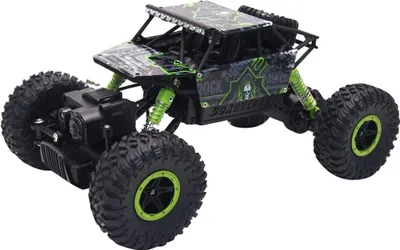 A remote-controlled rock crawler car is shown from a three-quarter angle against a white background.