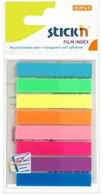 Produktbild von Selbstindizierende Registerkarten Mix 8 Farben neon - 8x8x45mm Stickn 21401
