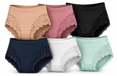 Produktbild von Damen Slips 6er Pack mit Spitze, elastisch & bequem, 95% Polyamid Mix3/XL