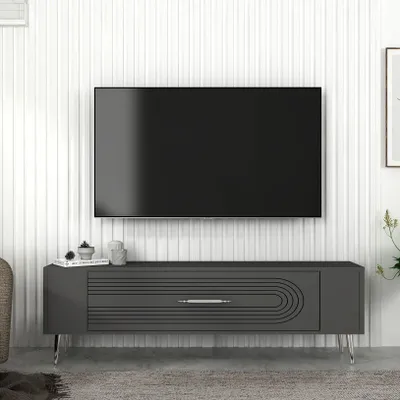 Produktbild von Skye Decor, Retrol3 - Anthracite, Silver, TV-Ständer, Anthrazit, Melaminplatte, 260 x 220 cm