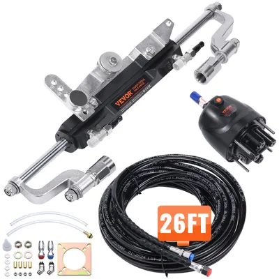 Produktbild von VEVOR Hydraulisches Außenborder-Lenkset, 300 PS, hydraulisches Lenksystem für Marineboote, mit Steuerpumpe, Zweiwege-Sperrzylinder und 8 m hydraulischem Lenkschlauch, für Einstationen-Einmotorboote