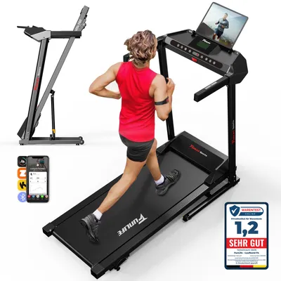 Produktbild von Klappbares mittelgroßes Laufband (Treadmill) für Zuhause-FunLife F60 mit 3-Stufen Steigung, Luftdämpfung, leisem Motor& App/Bluetooth, platzsparend