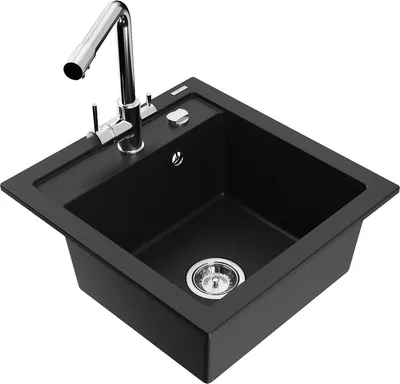 Produktbild von Mexen Vito 1-Becken-Granit-Spüle mit Mischbatterie Duero, Schwarz - 6503-77-671600-00