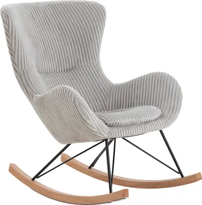 Produktbild von SalesFever Schaukelstuhl | Bezug Texturstoff grau | Kufen Esche Massivholz natur | Gestell Metall schwarz | B 76 x T 100 x H 103 cm