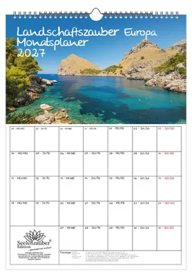 Produktbild von Landschaftszauber Europa Planer DIN A3 Kalender für 2027 Landschaften und europäische Länder - Seelenzauber