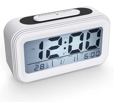 Produktbild von Coolzon Digitale Wecker Batterie, Digitaluhr Wecker Digital mit Großer LED digitalwecker Datum Temperatur Anzeige, Kinderwecker Snooze Reisewecker Nachtlicht, Weiß