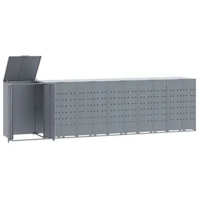Produktbild von vidaXL Mülltonnenbox für 6 Tonnen Grau 414x79x117 cm Stahl