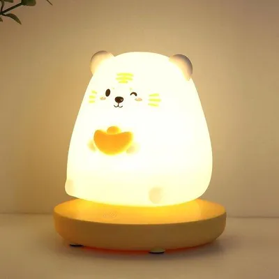 Obrázek produktu pro Silikonová noční lampička pro děti se zrcadlem a dotykovým senzorem, dobíjecí přes USB, dekorativní lampička do dětského pokoje.