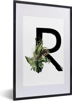 Produktbild von MuchoWow® MuchoWow® Gerahmtes Poster Dschungel - Alphabet - Buchstabe R 40x60 cm - Poster mit zchwarzem Bilderrahmen - Poster in Rahmen