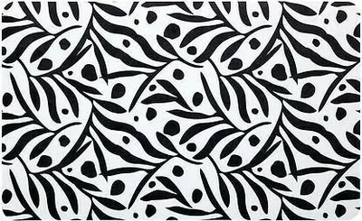 Obrázek produktu pro Rohožka DIATOMIT 45x75 cm bílá s černými květinovými vzory