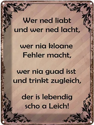 Produktbild von vianmo Blechschild 40x30 cm wer ned liabt und lacht Spruch Zitat