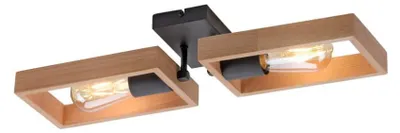 Obrázek produktu pro Stropní svítidlo, přírodní dřevo, černé, 2 plameny, D 57 cm