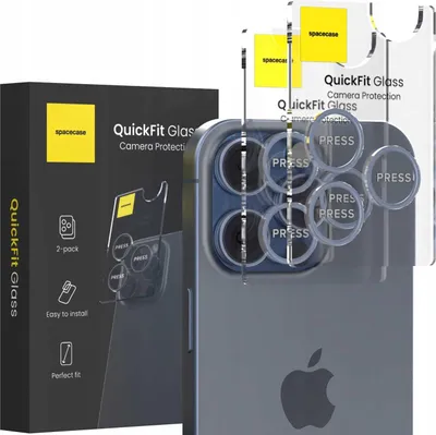 Immagine prodotto di 2x vetro della fotocamera con applicatore SPACECASE QuickFit Camera per iPhone 15 Pro/15 Pro Max Blu