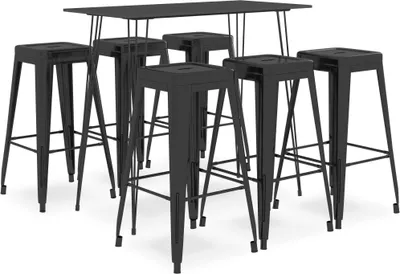 Produktbild von dkd-home-decor Bar-Set 7-tlg. Schwarz MDF, Metall 120 x 60 x 105 cm