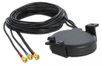 Produktbild von DeLOCK LTE MIMO GNSS Antenne 3 x SMA Stecker RG-174 3 m Schraubmontage outdoor schwarz, 3 mm, 16,3 mm