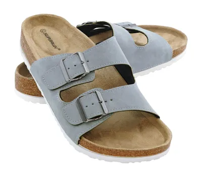 Produktbild von + Pantoletten Sandalen Hausschuhe Schlappen Clogs Kork Fußbett Gr.36-49