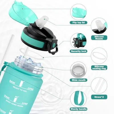 Produktbild von JAPORIA 500ml Sport Trinkflasche mit Strohhalm &