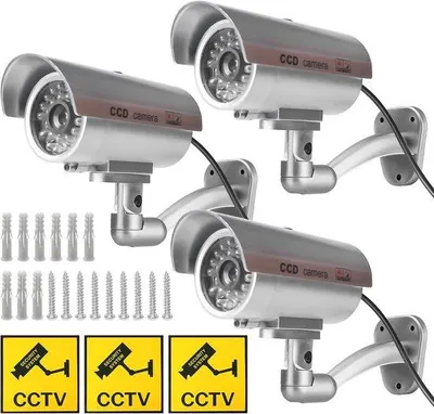 Productafbeelding van Dummy Bewakingscamera Set van 3 Stuks met Knipperend LED-Licht voor Binnen en Buiten
