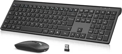 Obrázok produktu pre Bezdrôtová klávesnica a myš, ultra tenké, s možnosťou nabíjania, ergonomická bezdrôtová klávesnica QWERTZ, tiché klávesy, nastaviteľné DPI, pre PC, notebook, Windows, Mac