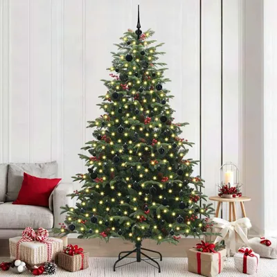Productafbeelding van Maison Exclusive - Kunstkerstboom met 300 LED-lampjes, inclusief standaard, groen, 240 cm